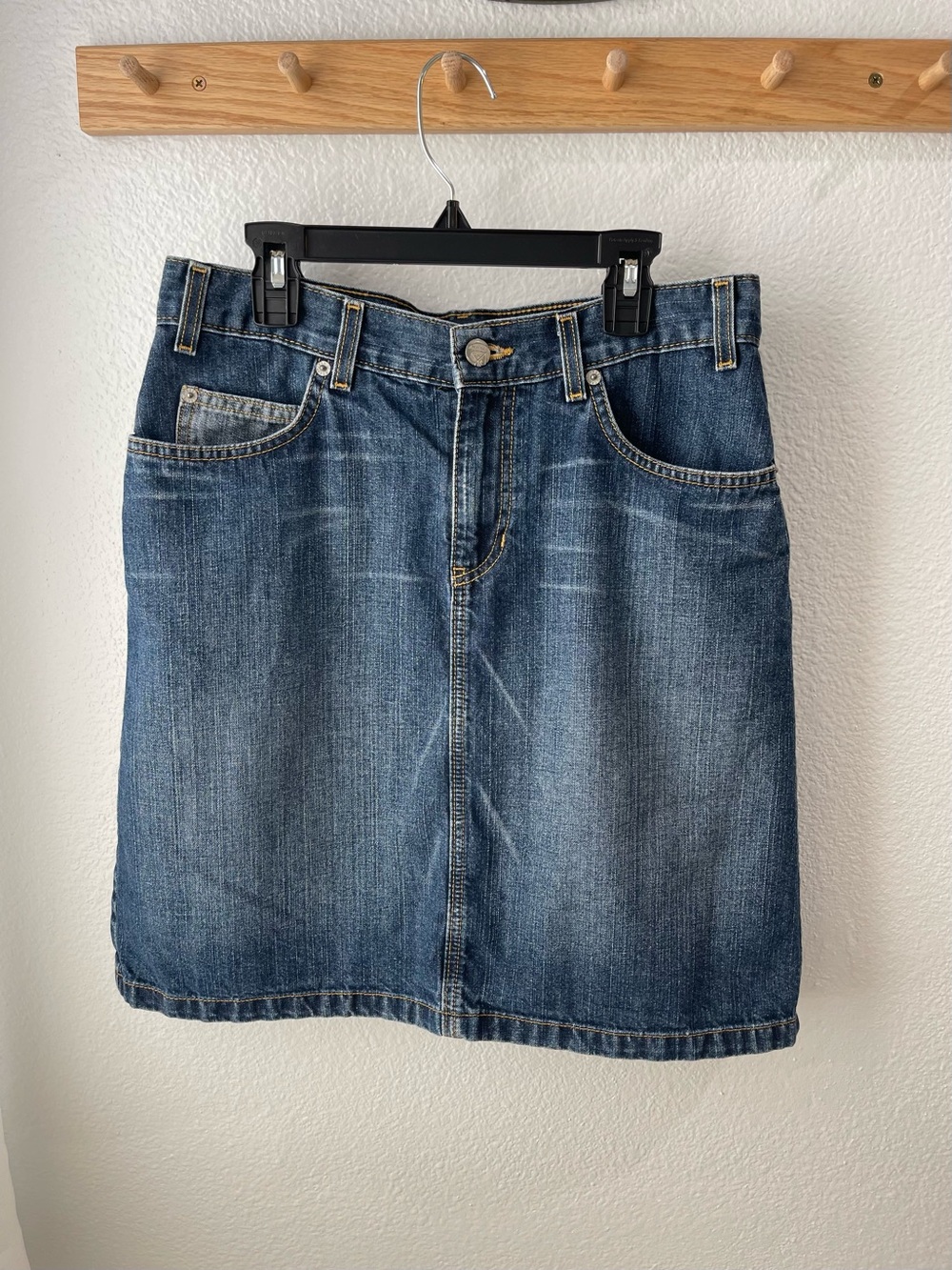 Vintage Roxy Classic Blue Denim Jean Skirt 7 Coastal Skater Surfer Y2K Beachy